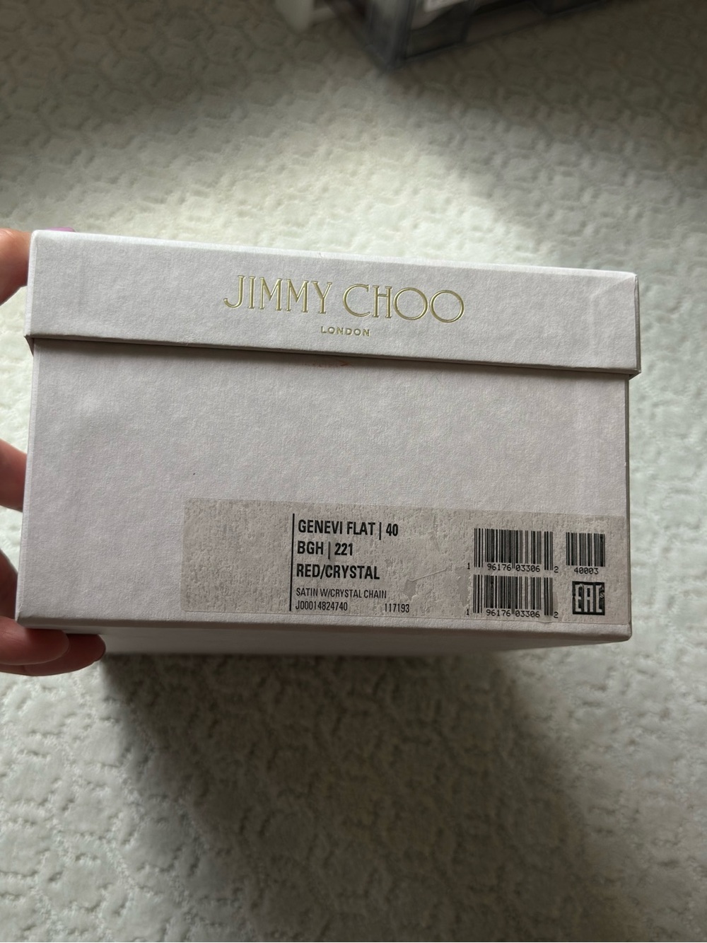 Jimmy Choo Red Satin Pointed Flats with Crystal Cross Straps. Size 40 - Picture 5 of 6